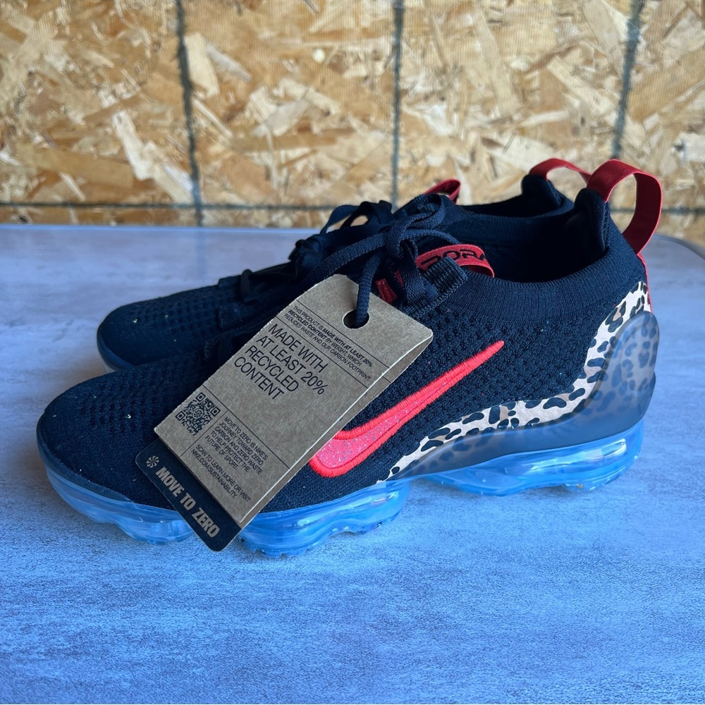 Women’s Nike Air‎ Vapormax 2021 Flyknit Black Leopard Shoes Sz 6 - Picture 2 of 6